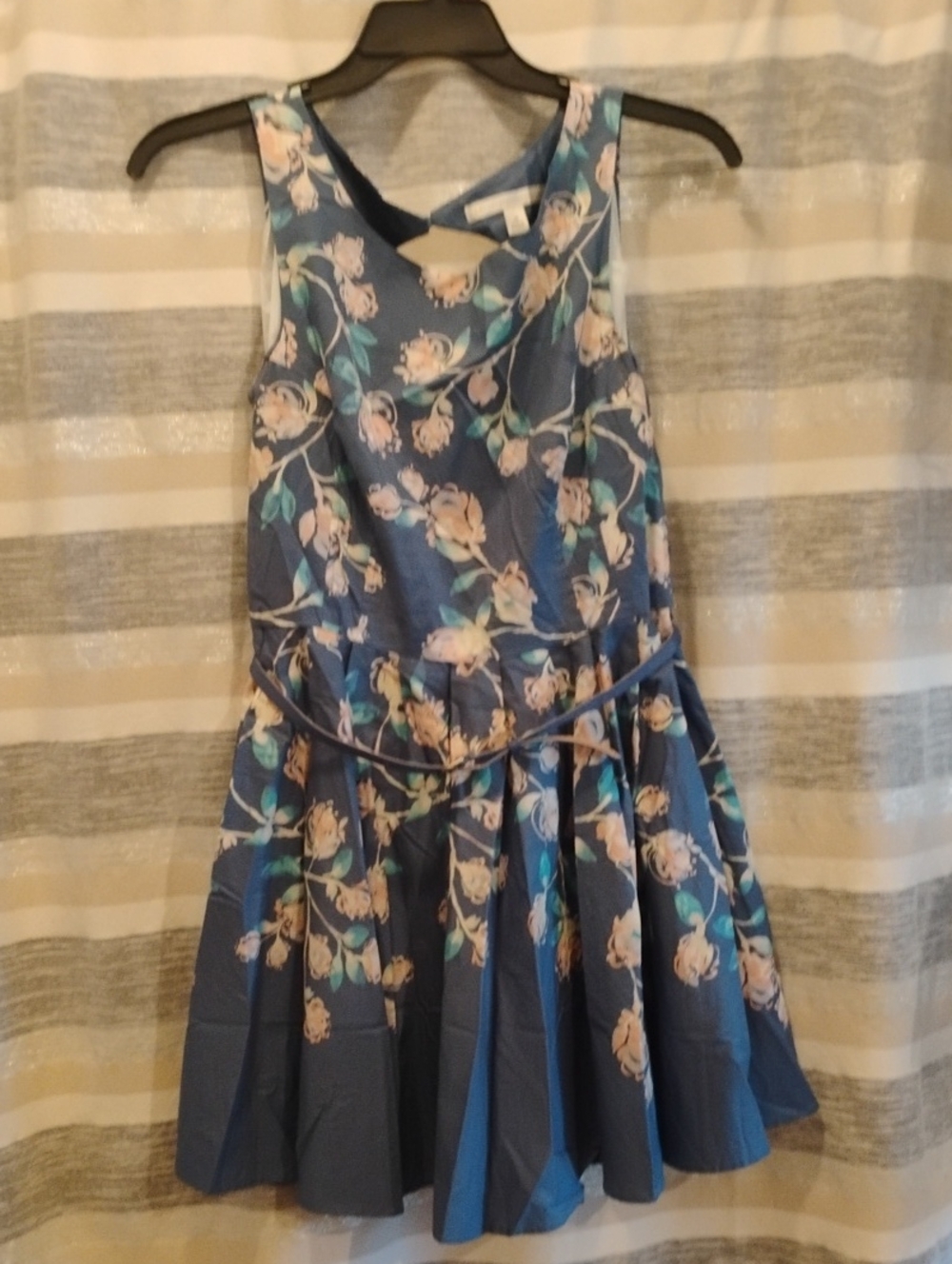 LC Lauren Conrad Blue Floral Dress with Peach Accents